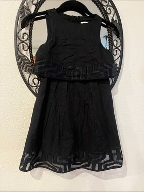 Milly Black Sleeveless Girls' Party Dress with Geometric Trim